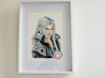 ORIGINAL PAINTING Sephiroth watercolour portrait FFVII