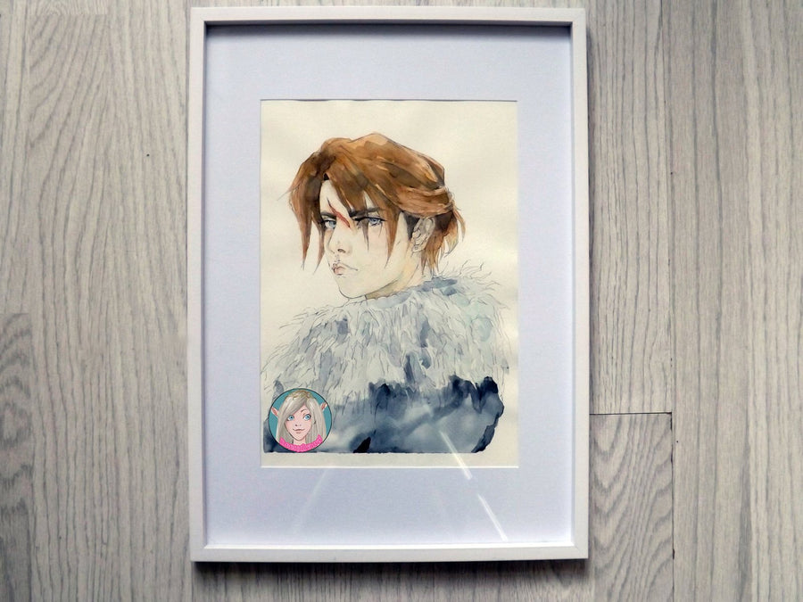 ORIGINAL PAINTING Squall FFVIII watercolour portrait