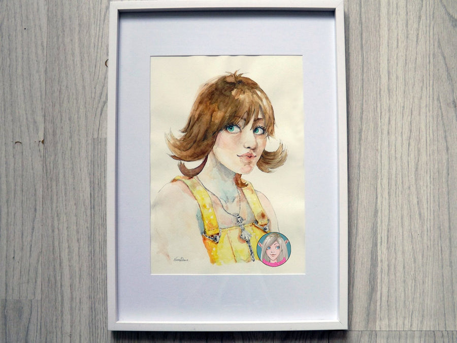 ORIGINAL PAINTING Selphie FFVIII watercolour portrait