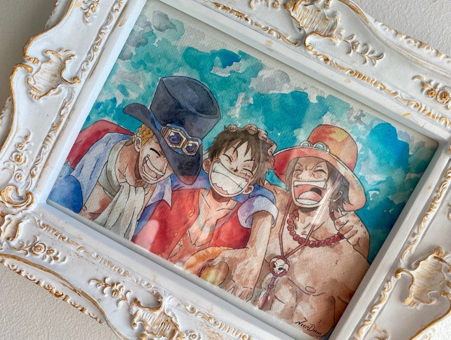 One piece Luffy, Sabo, Ace art print - fanart watercolor handpainted