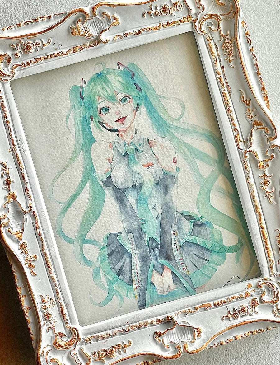 Hatsune Miku / Vocaloid Watercolor Art Print, from original traditional watercolour handpainted