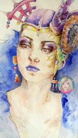 ORIGINAL PAINTING Edea FFVIII watercolour portrait