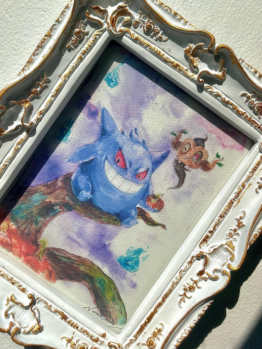 Gengar Pokemon Watercolor Print, from original handpainted watercolour art