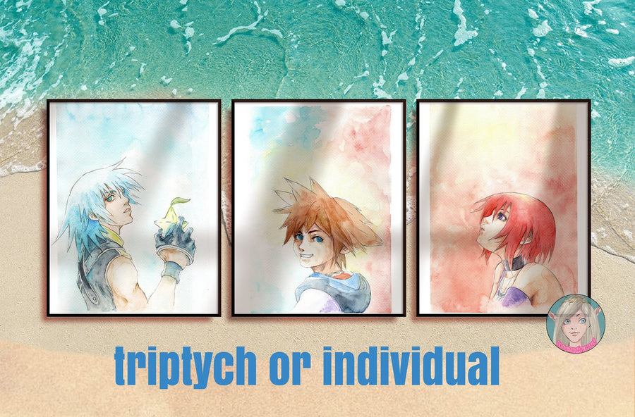 Aesthetic print handmade watercolor illustration portraits Reino Corazones a4/ A3