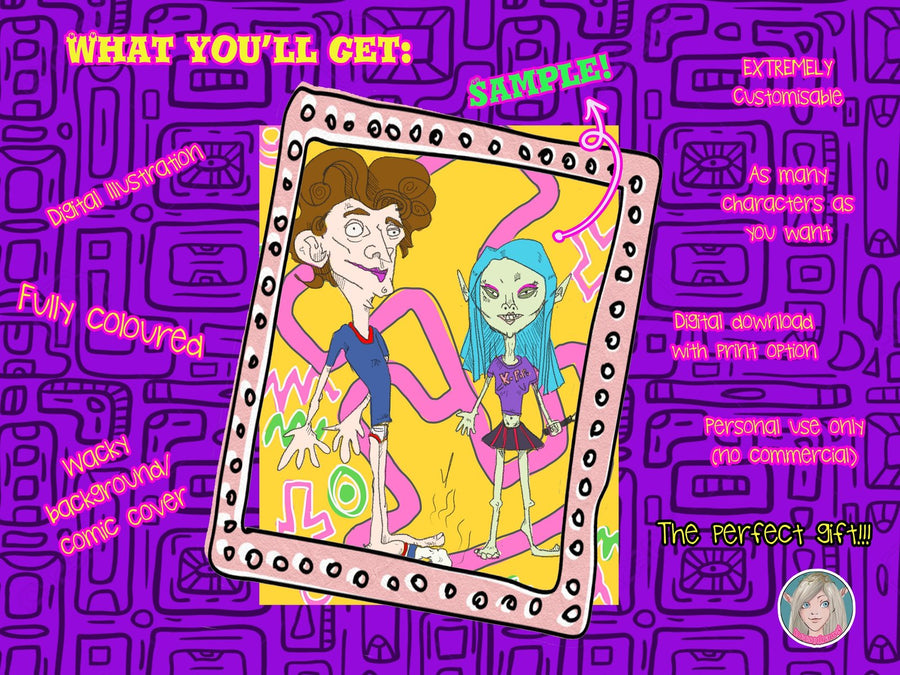 Custom Jojo portrait in cartoon whacky whimsical anime style - oingo boingo