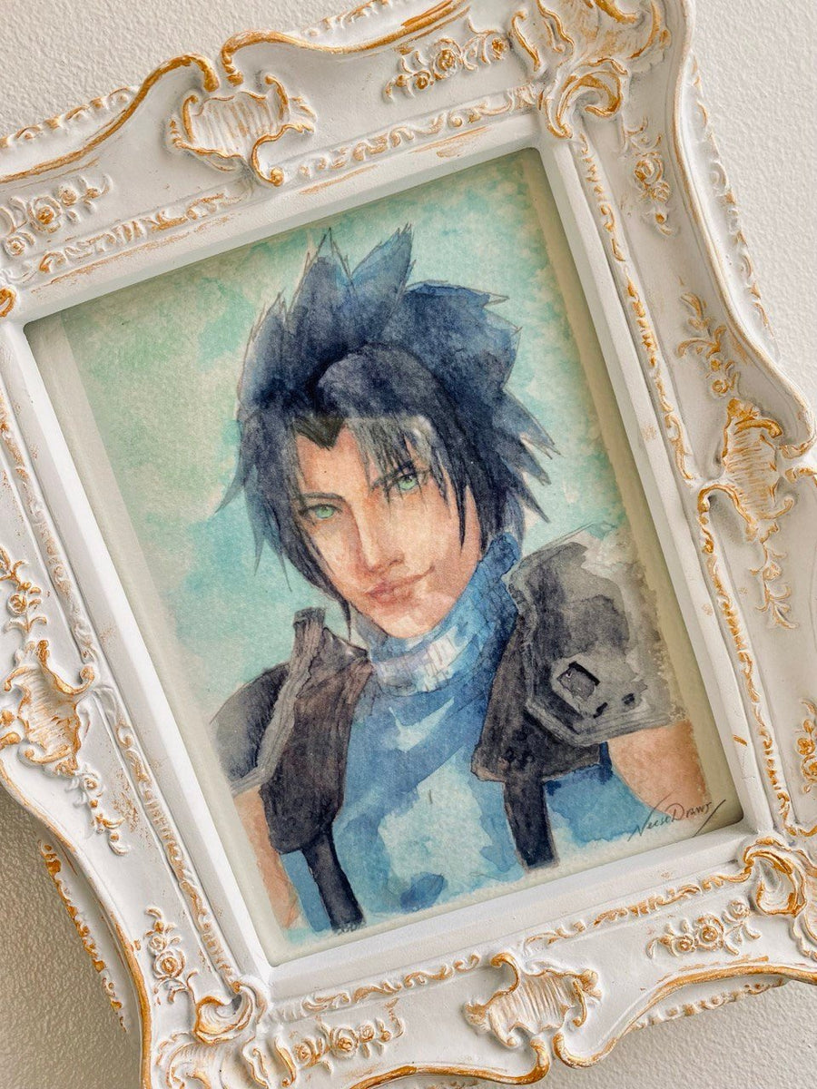 Zack Fair Fantasia Final VII art print- FF7 watercolor handpainted