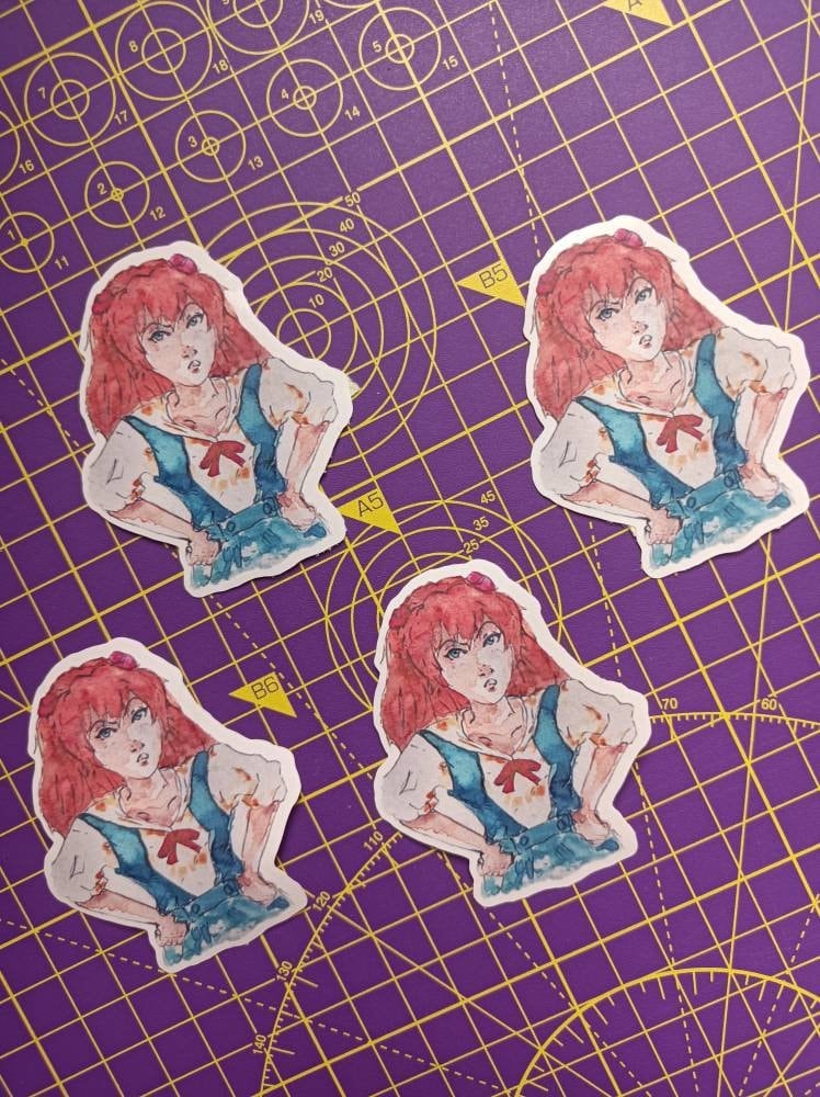 New version! Aska teenage redhair moody tsundere girl  journaling stickers|| anime