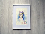 ORIGINAL PAINTING Edea FFVIII watercolour portrait