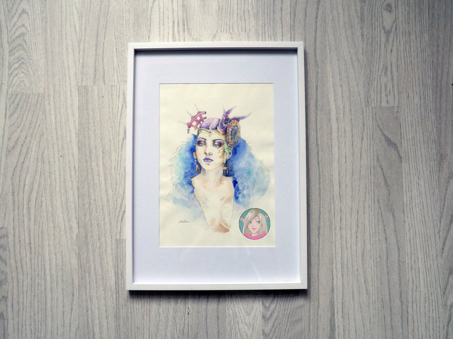 ORIGINAL PAINTING Edea FFVIII watercolour portrait