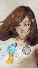 ORIGINAL PAINTING Garnet watercolour portrait
