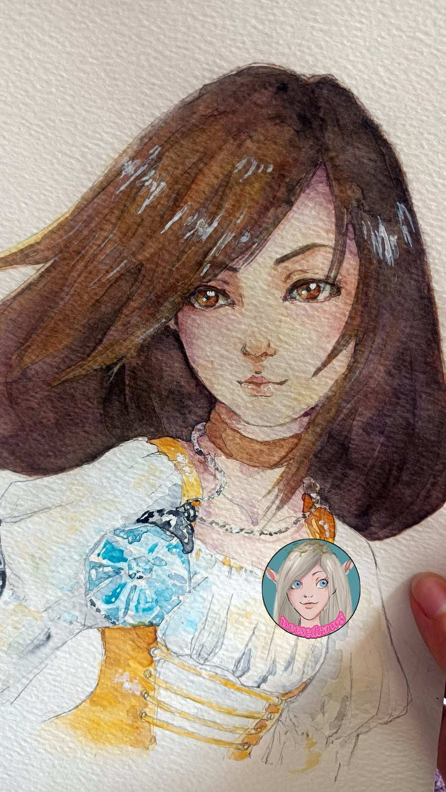 ORIGINAL PAINTING Garnet watercolour portrait