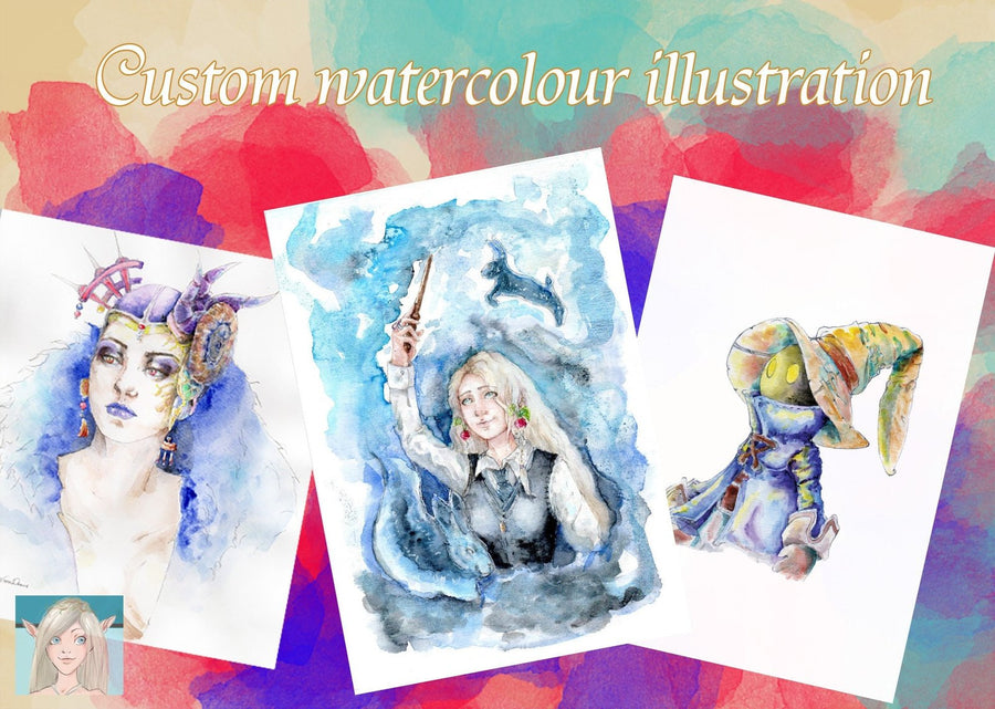Custom Watercolor Portrait Headshot - Commission, your portrait character art