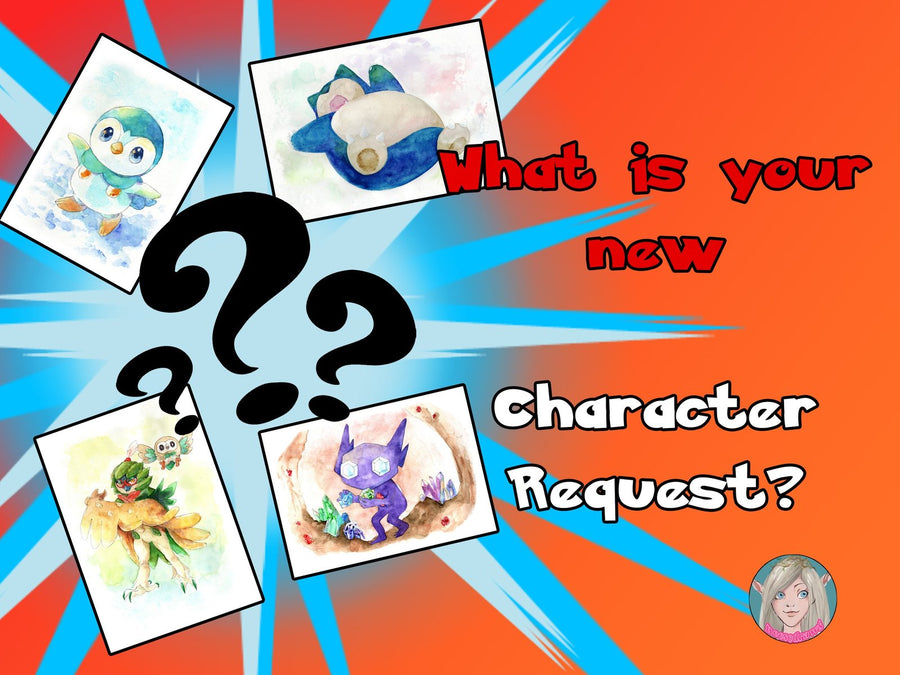 Poke battle collection animals Character request - watercolour budget commission