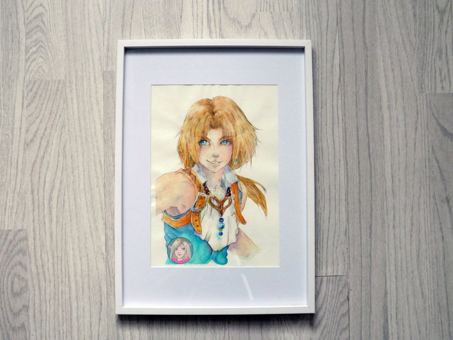 ORIGINAL PAINTING Zidane from FFIX watercolour portrait