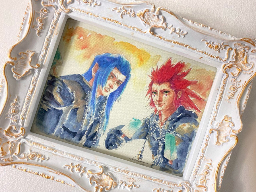 Axel Saix Reino Corazones 2 art print, KH2 fanart from watercolour handpainted