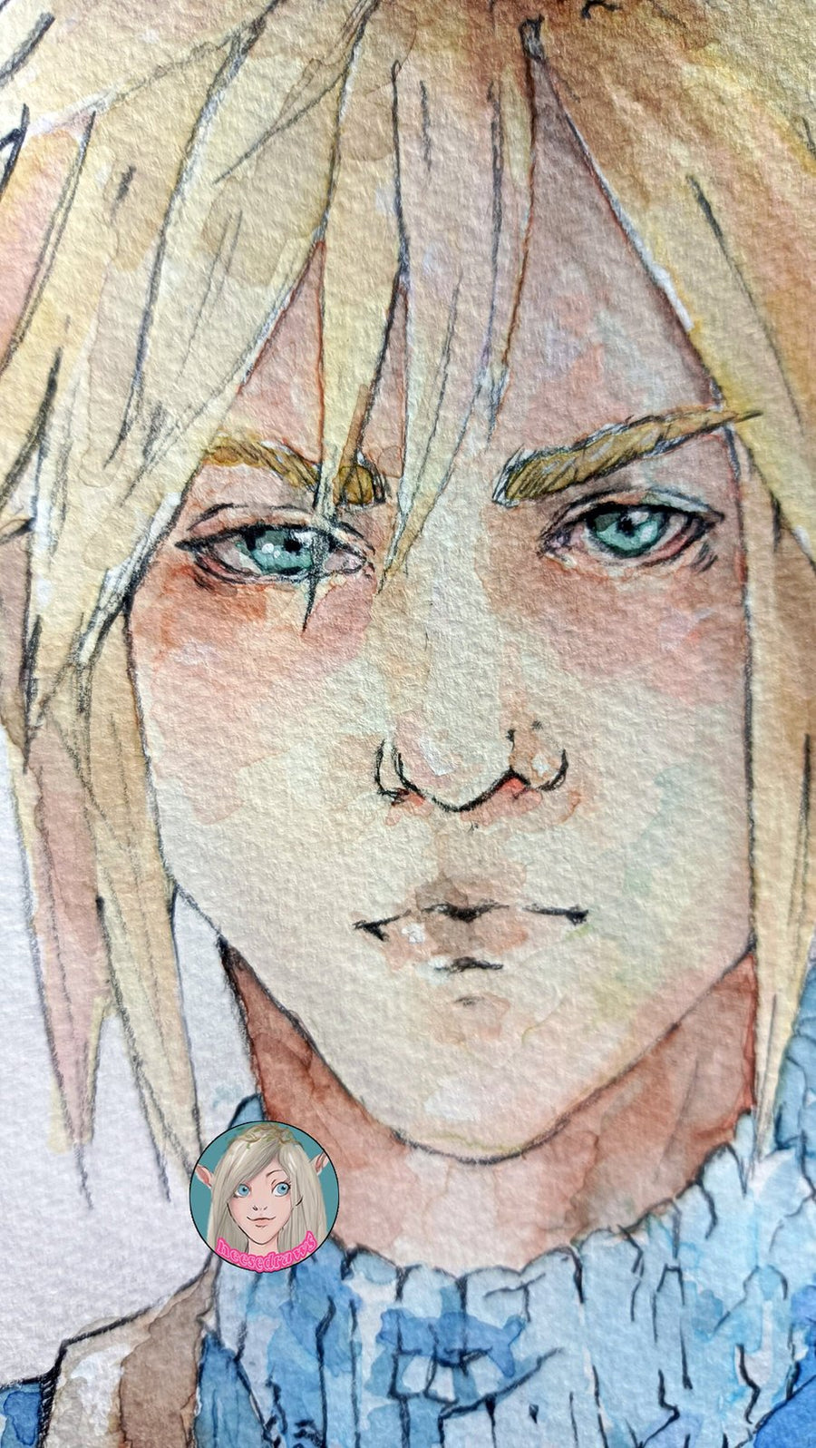 ORIGINAL PAINTING Watercolour portrait Cloud