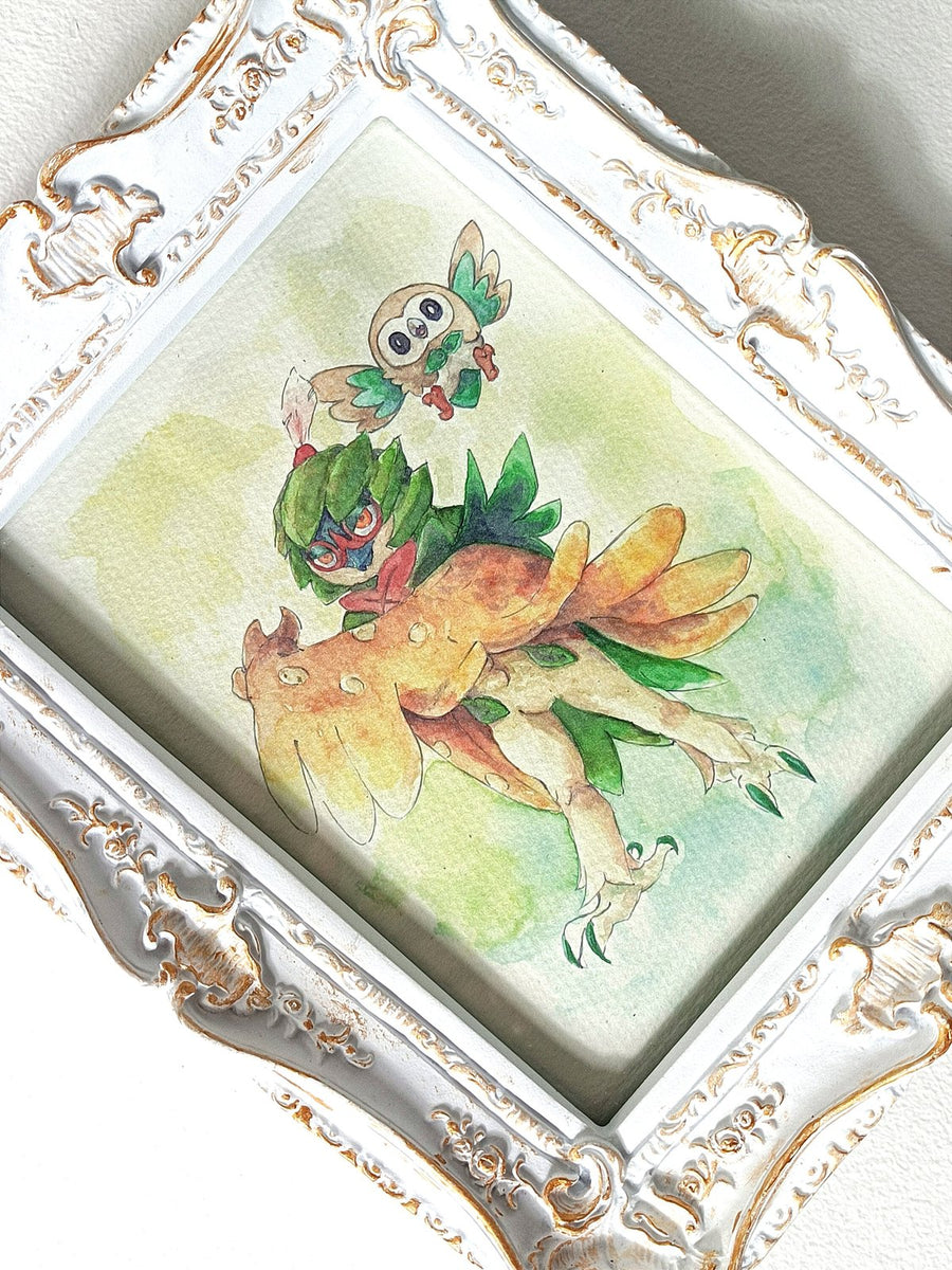 POkemon Decidueye and Rowlet art print