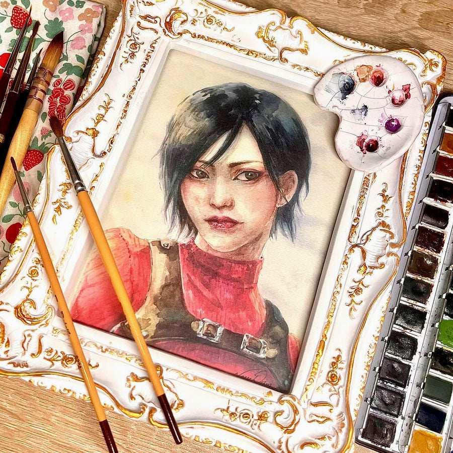 Ada Wong RE4 Remake Watercolor Portrait: Fan Art Print
