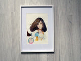 ORIGINAL PAINTING Garnet watercolour portrait