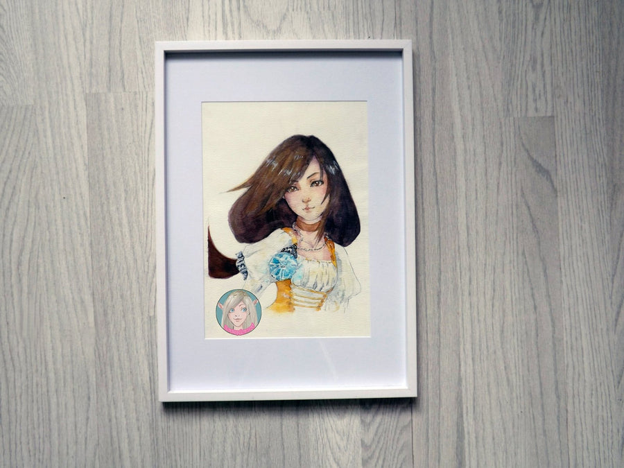 ORIGINAL PAINTING Princess Garnet FFIX watercolour portrait