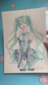 Hatsune Miku / Vocaloid Watercolor Art Print