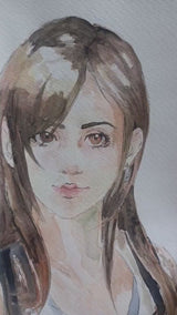 ORIGINAL PAINTING Watercolour portrait Tifa Bartender girl fantasia 7
