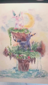 Esp & Umb Pocket Monsters Watercolor Art Print